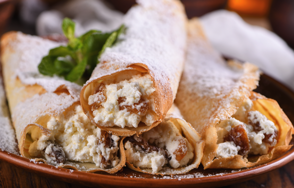 Crepes de requesón y nueces
