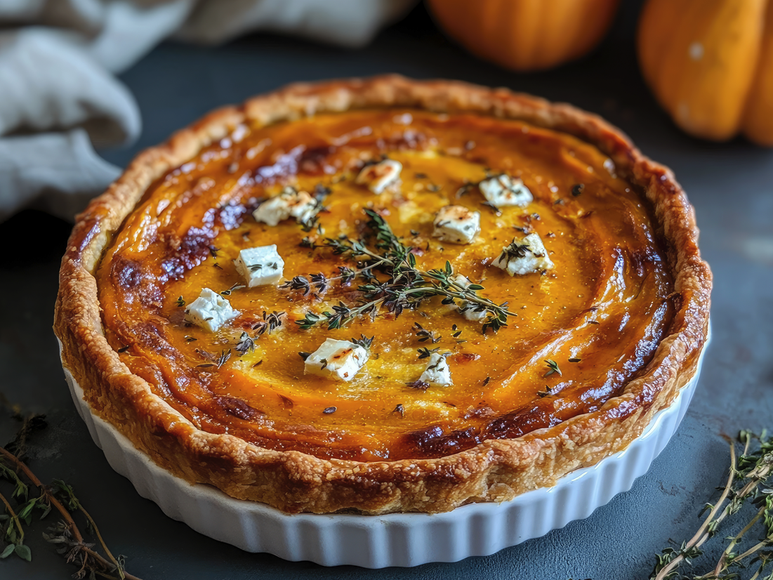 Quiche de calabaza, membrillo y Gorgonzola