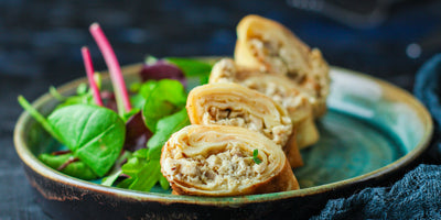 Crepes de pollo con salsa de queso