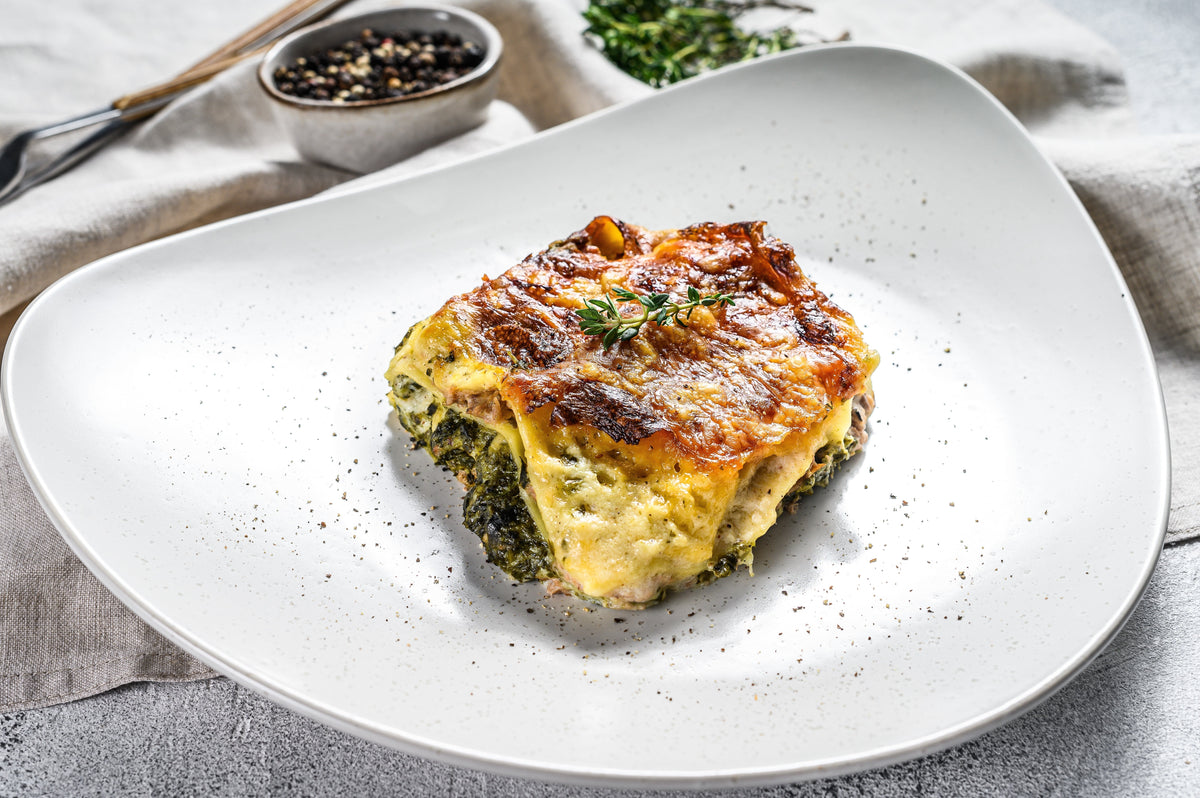 Lasaña de lacón con grelos