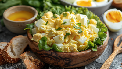 Ensalada de huevos revueltos con berros