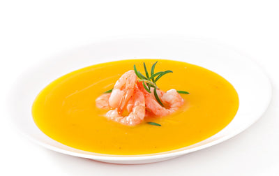 Gazpacho de mango con gambas