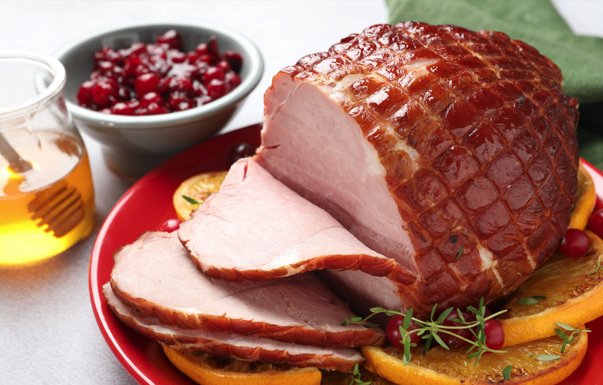 Jamón asado con naranja y romero