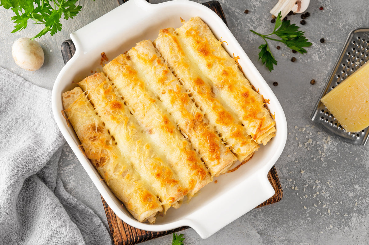 Canelones de setas y castañas