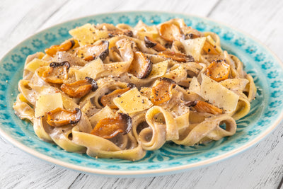 Pasta con setas y Castaña de Galicia I.G.P.