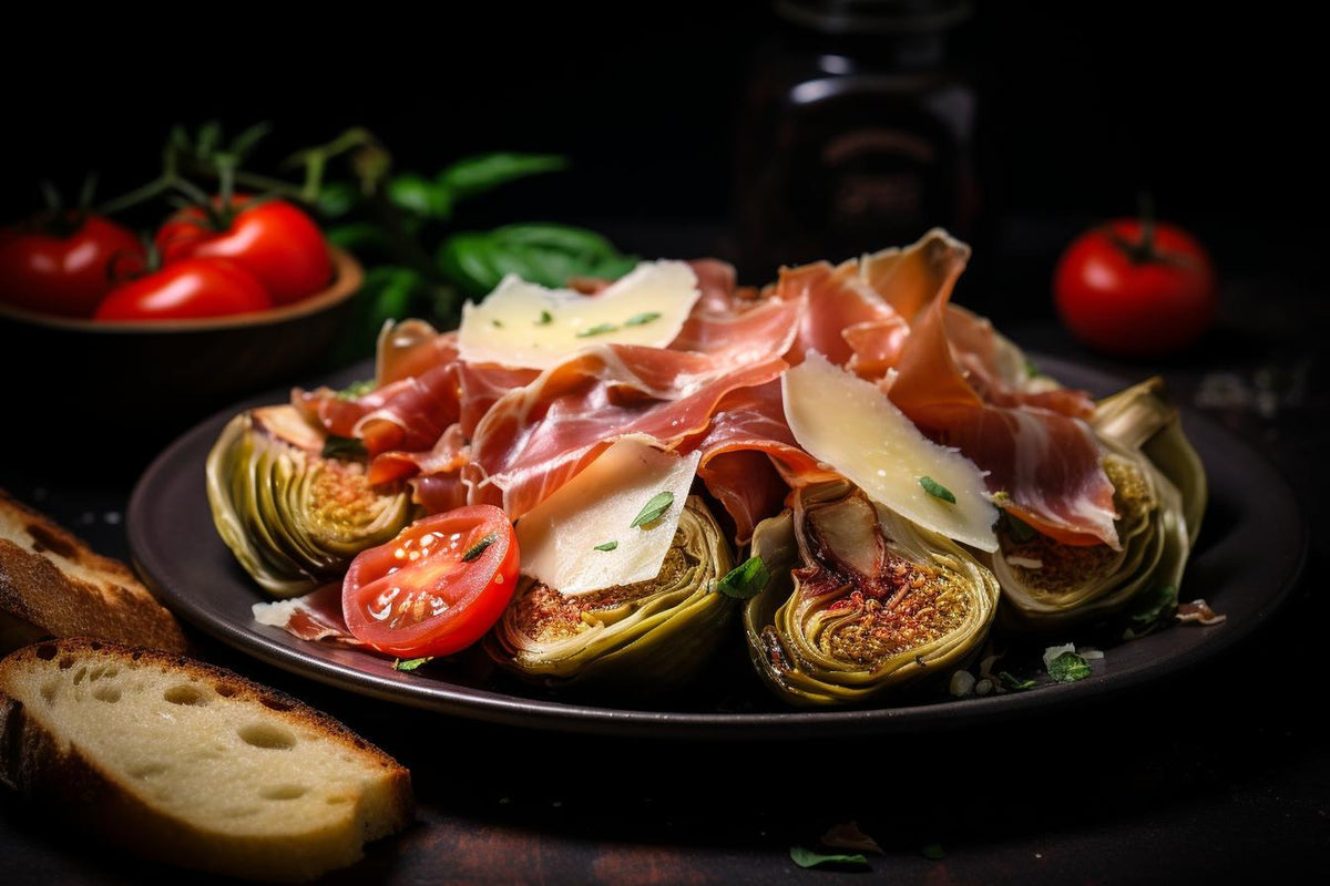 Rosas de alcachofa con jamón