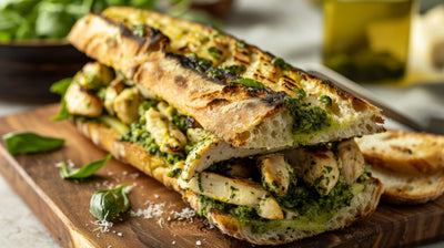 Bocadillo de pollo y pesto