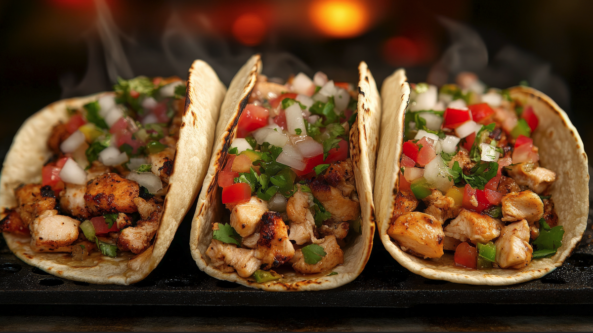 Tacos de pollo asado y quesos gallegos